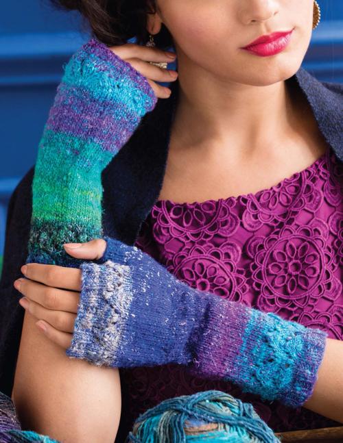 Model photograph of "13 - Lace-Edged Fingerless Gloves"