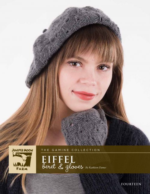 Model photograph of "Eiffel Beret & Gloves"