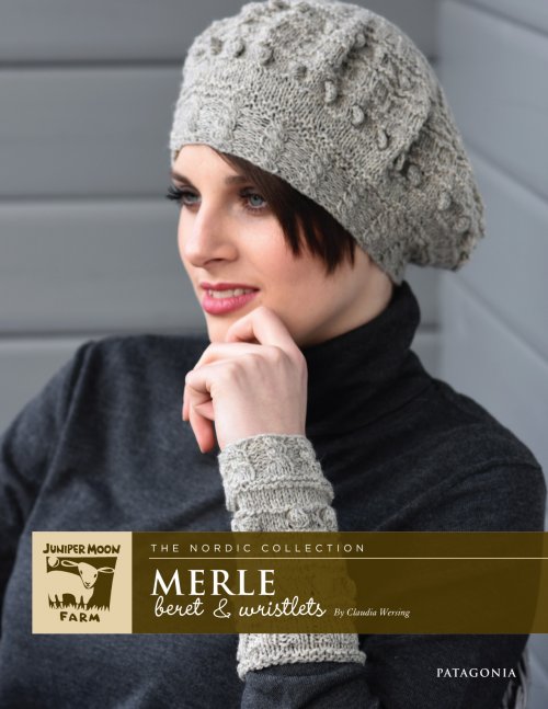 Model photograph of "Merle Beret & Wristlets"