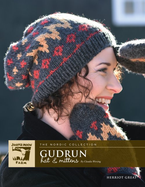 Model photograph of "Gudrun Hat & Mittens"