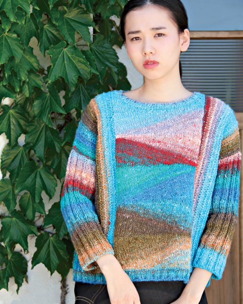 Model photograph of "26 - Short Row Sweater"