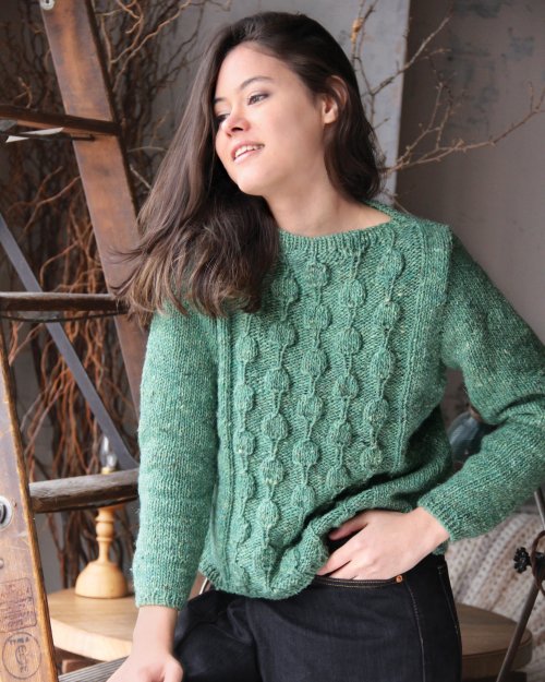 Model photograph of "30 - Textured Panel Pullover"