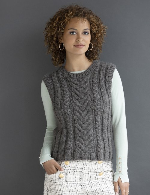 image preview of design 'Moira Aran Vest made with Luscious Llama'