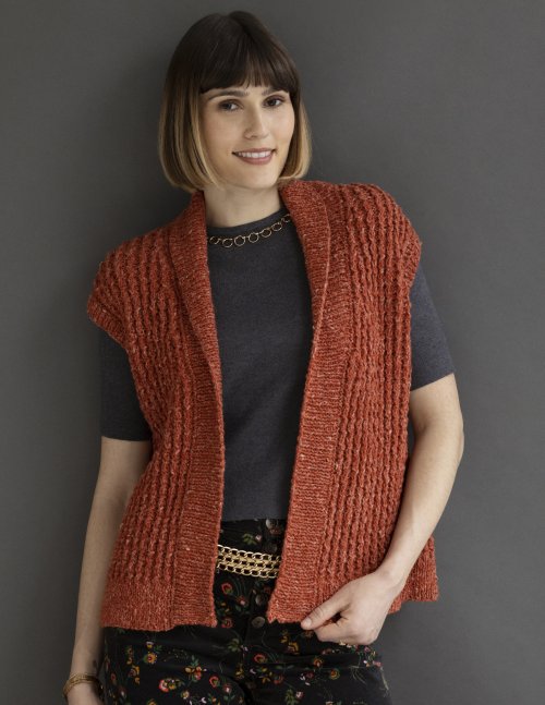 image preview of design 'Tessa Shawl-collared Vest made with Misty Wool'