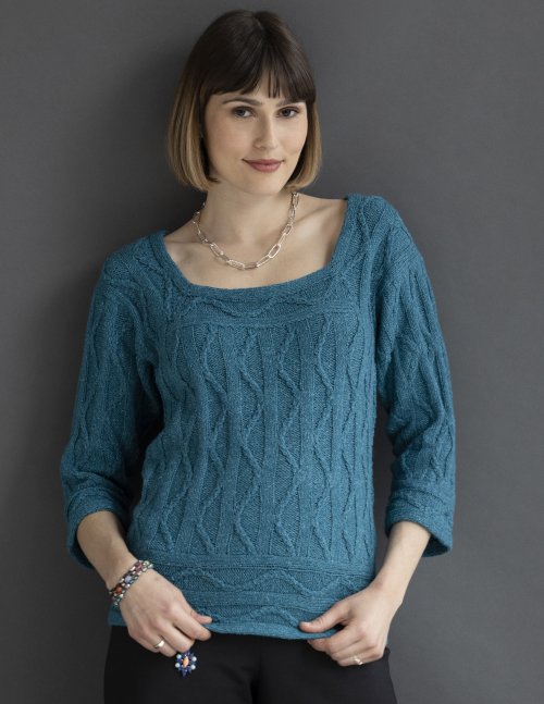 image preview of design 'Lotte Faux Cable Sweater made with Silky Wool'
