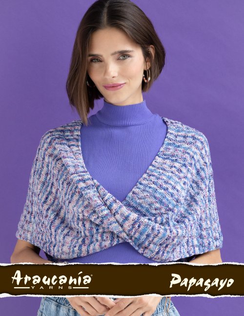 Model photograph of "Violette Twisted Poncho"