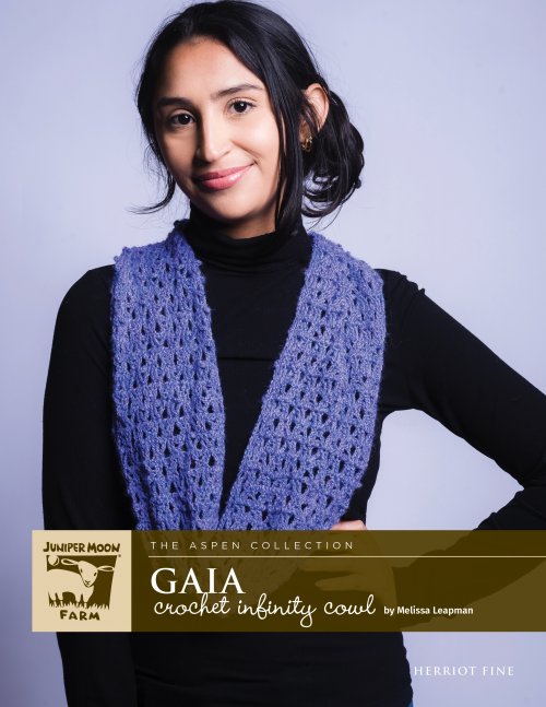 Model photograph of "Gaia Crochet Cowl"