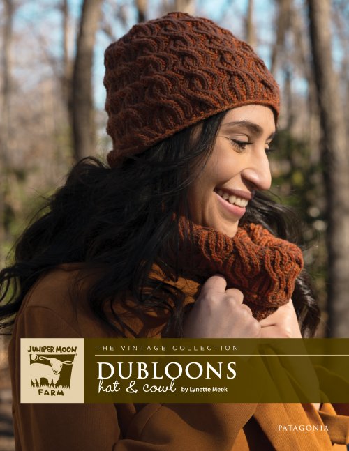 Model photograph of "Dubloons Hat & Cowl"