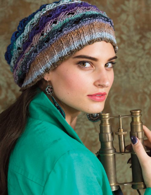 Model photograph of "Slouchy Cross Stitch Cap"