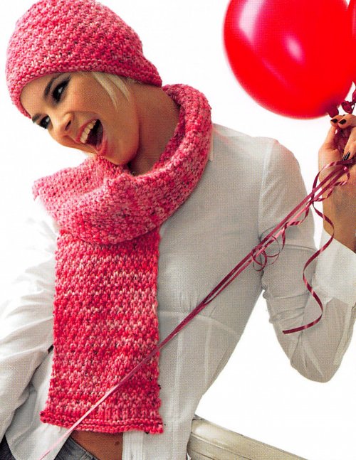 Model photograph of "Ladies Hat & Scarf"