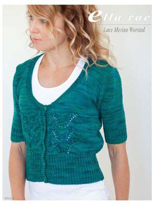 Model photograph of "Lace Merino Worsted - Cardigan"