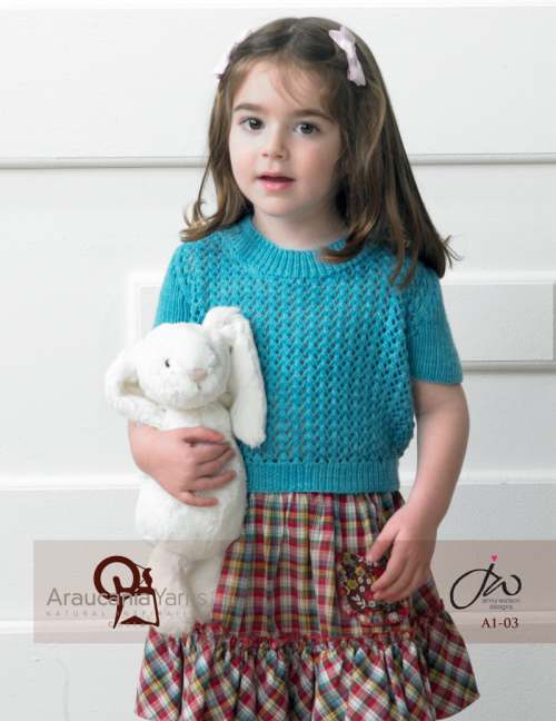 Model photograph of "Huasco DK - Child's Lacy Top"