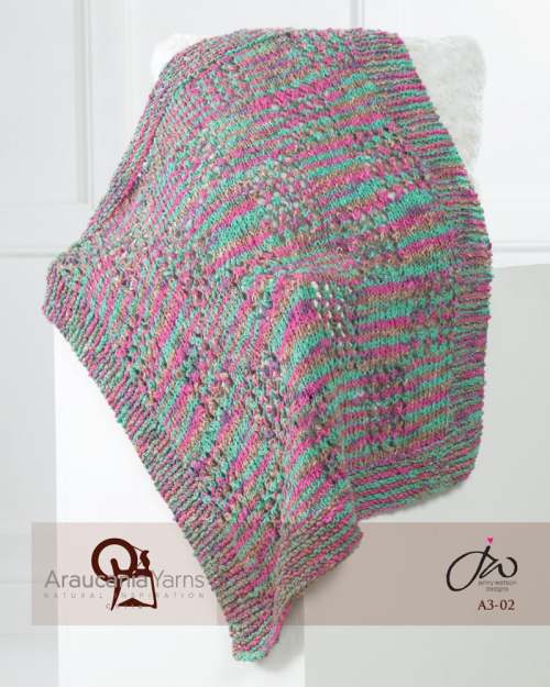 Model photograph of "Arco Iris - Small Lap Blanket"