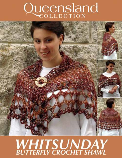 Model photograph of "Whitsunday 'Butterfly' Crochet Shawl"