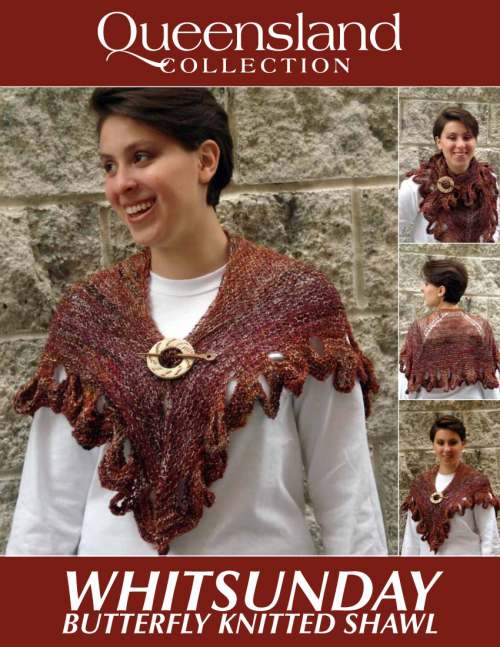 Model photograph of "Whitsunday 'Butterfly' Knitted Shawl"