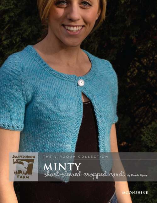 Model photograph of "'Minty' Short-sleeved Cropped Cardi"