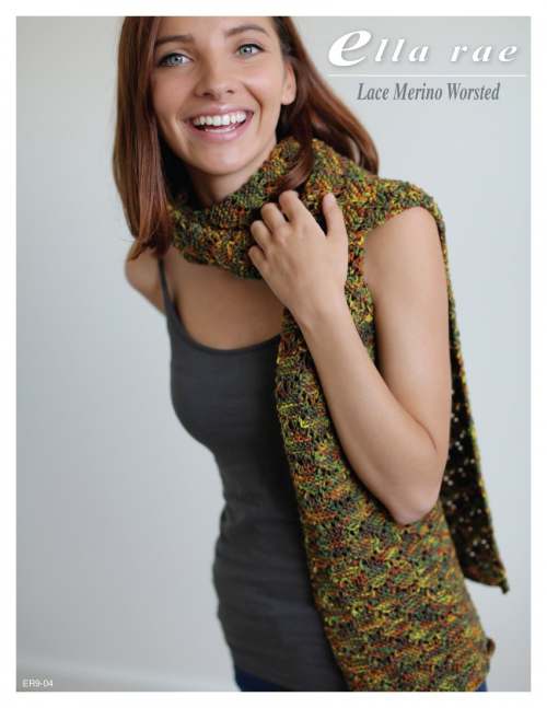 Model photograph of "Lace Merino Worsted - Diamond Scarf"