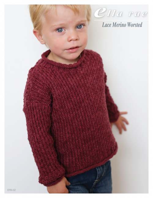 Model photograph of "Lace Merino Worsted - Boys' Textured Sweater"