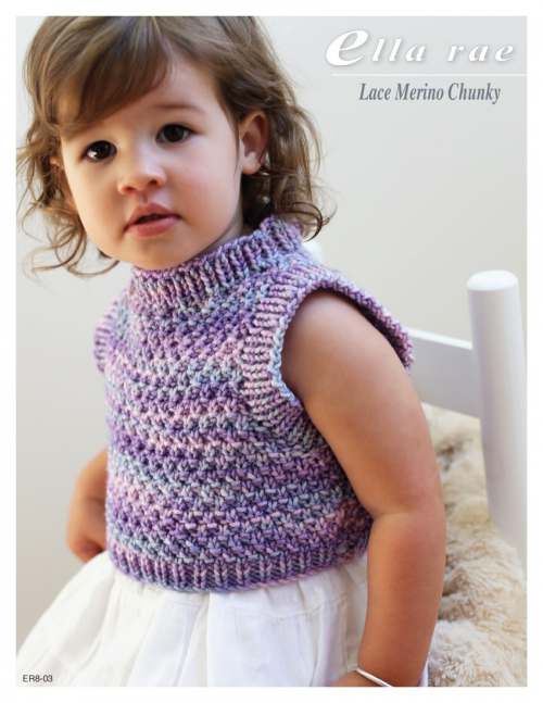 Model photograph of "Lace Merino Chunky - Double Moss Stitch Vest"