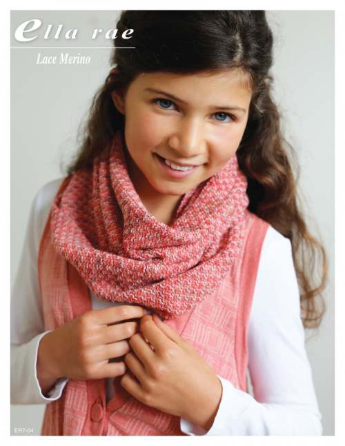 Model photograph of "Lace Merino - Ribbed Cowl"