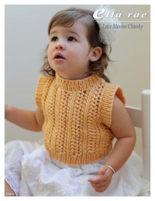 Model photograph of "Lace Merino Chunky - Lace Vest"