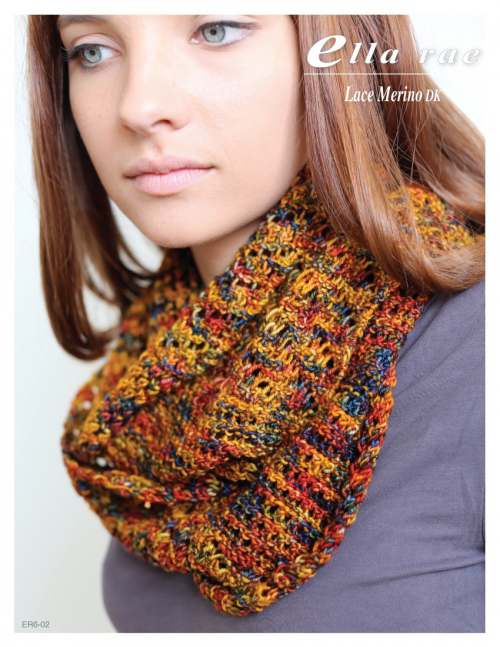 Model photograph of "Lace Merino DK - Infinity Scarf"