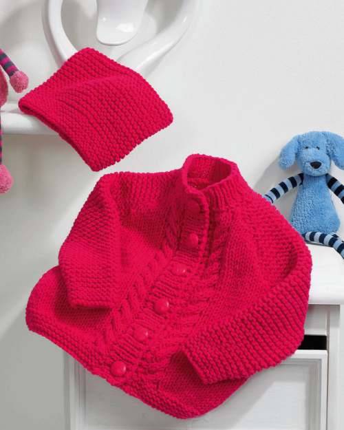 image preview of design ''Ruby' Cardigan &amp; Hat'