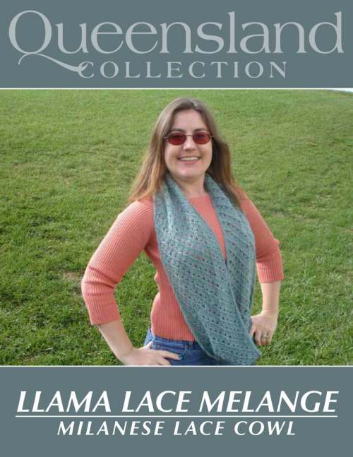 Model photograph of "Llama Lace Melange 'Milanese Lace' Cowl"