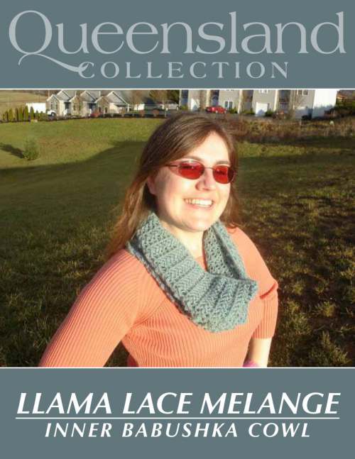 Model photograph of "Llama Lace Melange 'Inner Babushka' Cowl"