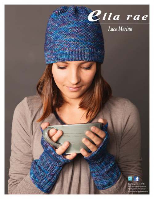 Model photograph of "Lace Merino - Beanie & Mitts"