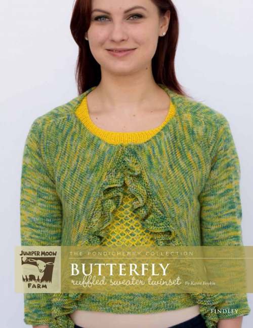 Model photograph of "'Butterfly' Ruffled Sweater Twinset"