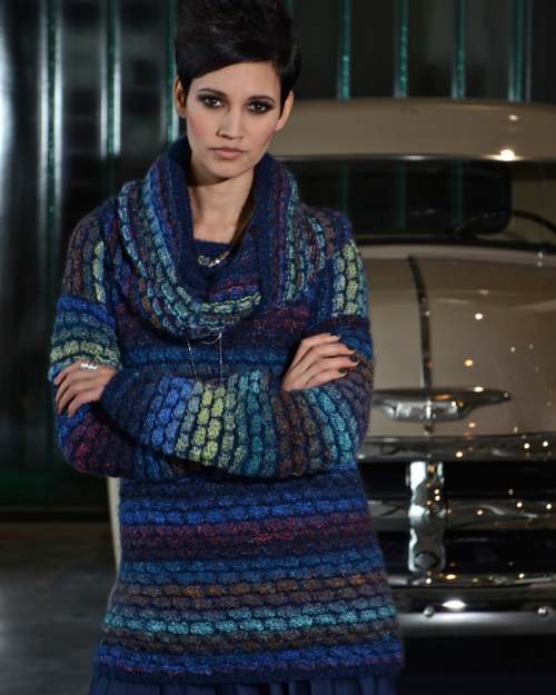 Model photograph of "'Avril' Sweater & 'Amber' Cowl"