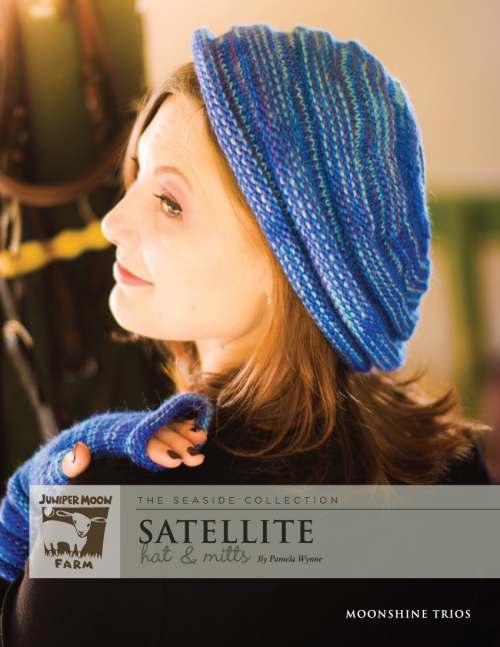 Model photograph of "'Satellite' Hat &amp; Mitts"