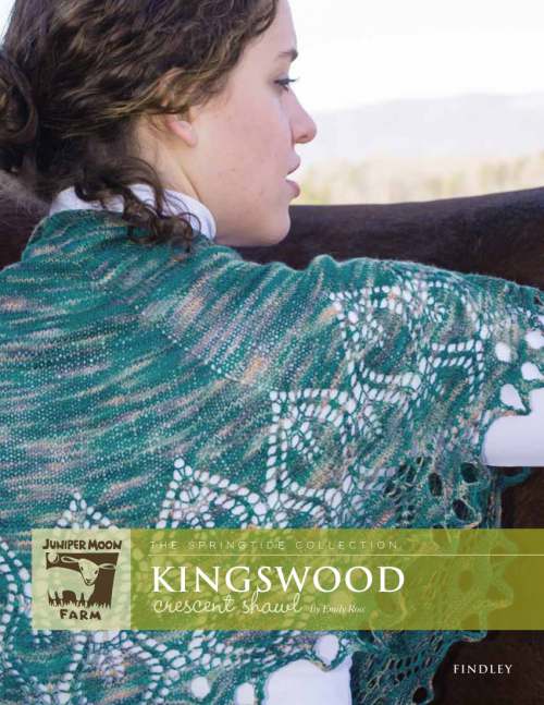 Model photograph of "'Kingswood' Crescent Shape Shawl"