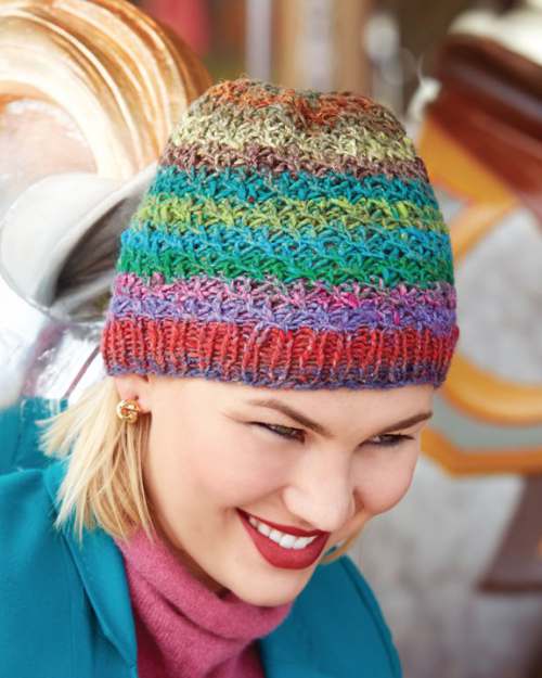 Model photograph of "02 - Whirl Beanie"