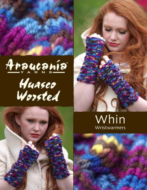 Model photograph of "Whin Wristwarmers"
