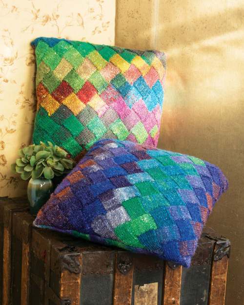 Model photograph of "16 - Entrelac Pillow Covers"