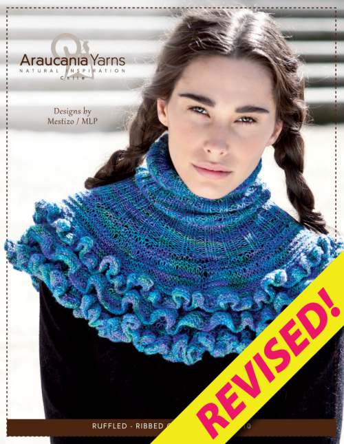 Model photograph of "Ñuble Ruffled/Ribbed Cowl - A1010"