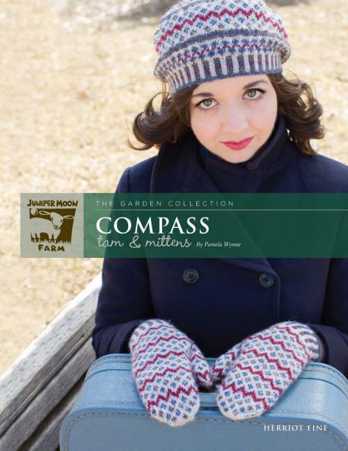 Model photograph of "'Compass' Tam & Mittens"