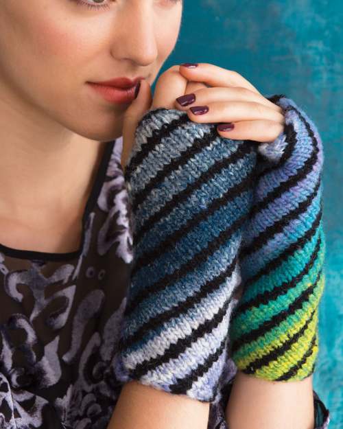 Model photograph of "06 - Striped Mitts"