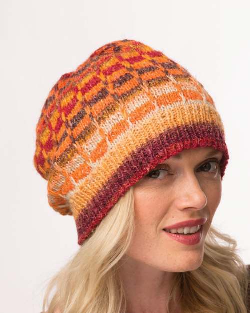 Model photograph of "24 - Slipped-stitch Hat"