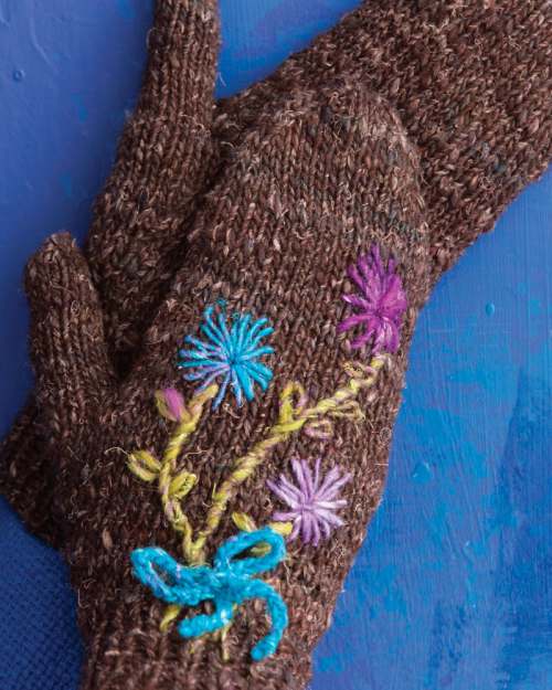 Model photograph of "Embroidered Mittens"