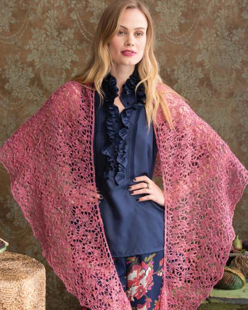 Model photograph of "Orchis Shawl"