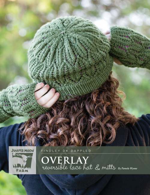 Model photograph of "'Overlay' Reversible Lace Hat &amp; Mitts"