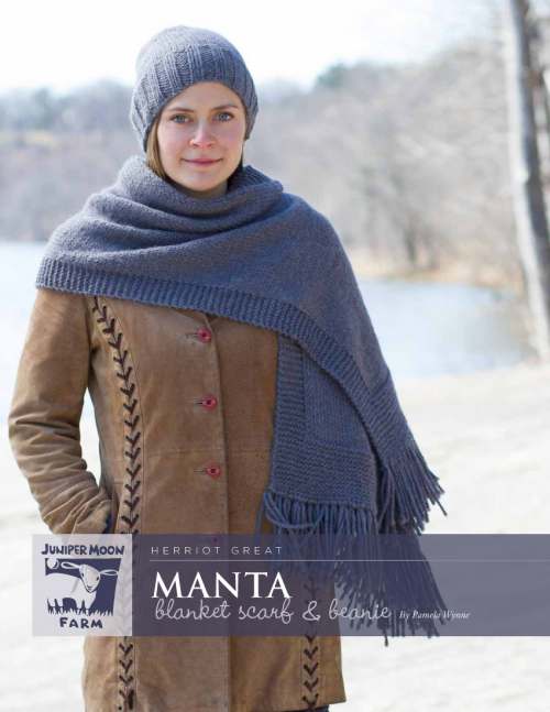 Model photograph of "'Manta' Blanket Scarf & Beanie"