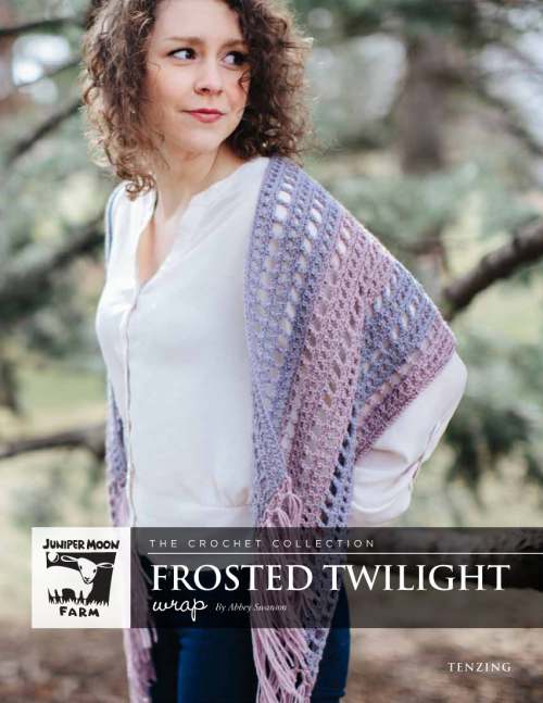 Model photograph of "'Frosted Twilight' Wrap"