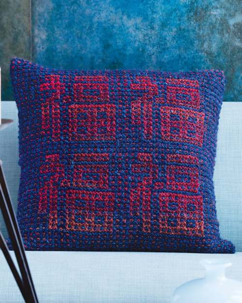 Model photograph of "10 - Mosaic Pillow Cover"