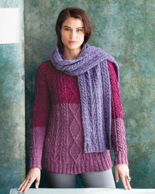 image preview of design '20 - Colorblock Aran Pullover & Scarf'