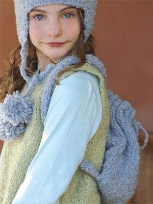 Model photograph of "Pebbly Hat/Backpack "