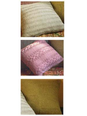 Model photograph of "Cabled Cushion, Ribbed Cushion, Chequered Cushion "